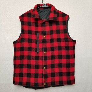 Woolrich Buffalo Plaid Insulated Wool & Cotton Vest,‎ Mens Medium, Vintage, Nice